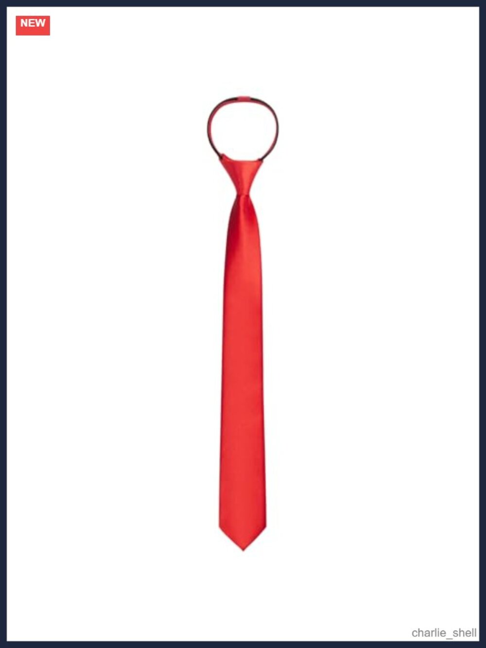 Pre-Tied Skinny Necktie Adjustable Zipper Satin Tie